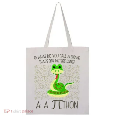 Funny Python Snake Pi Day Tote Bag