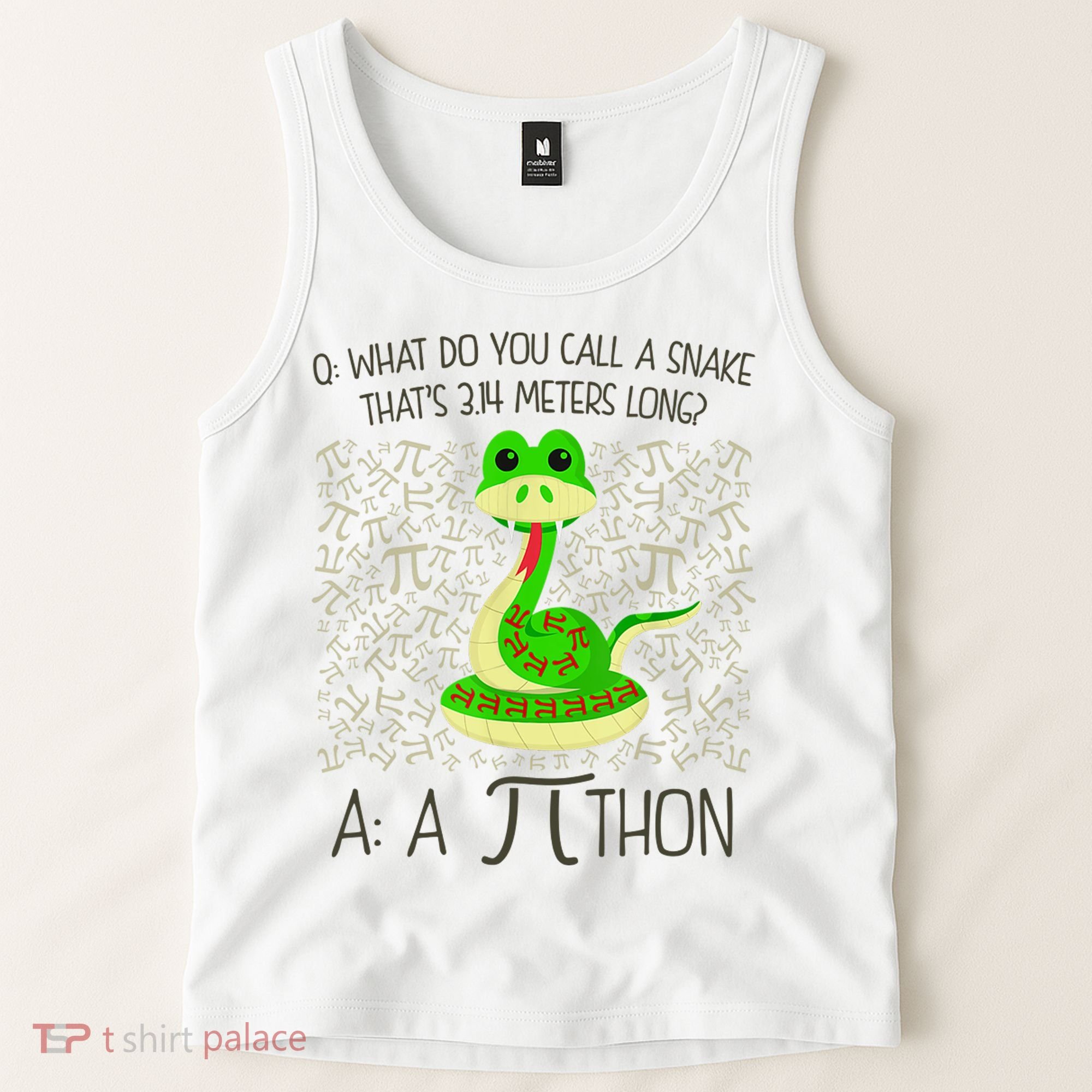 Funny Python Snake Pi Day Tank Top
