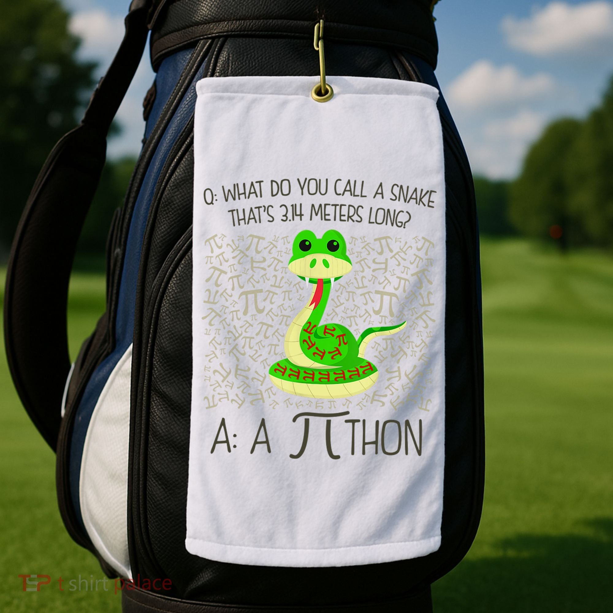 Funny Python Snake Pi Day Golf Towel
