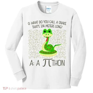 Funny Python Snake Pi Day Kids Long Sleeve Shirt