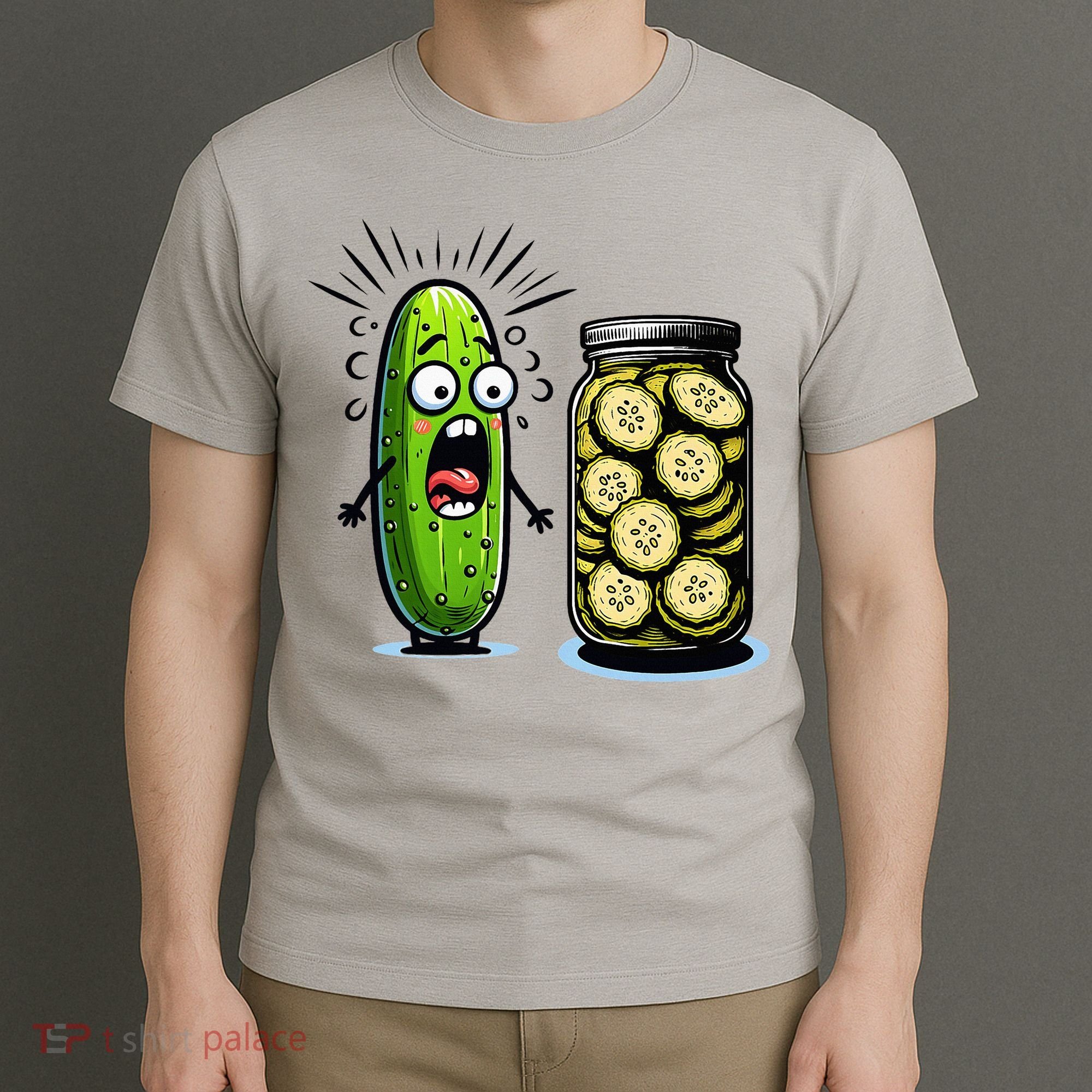 Funny Pickle Surprise A Cucumber And A Jar Of Sliced Pickles T-Shirt