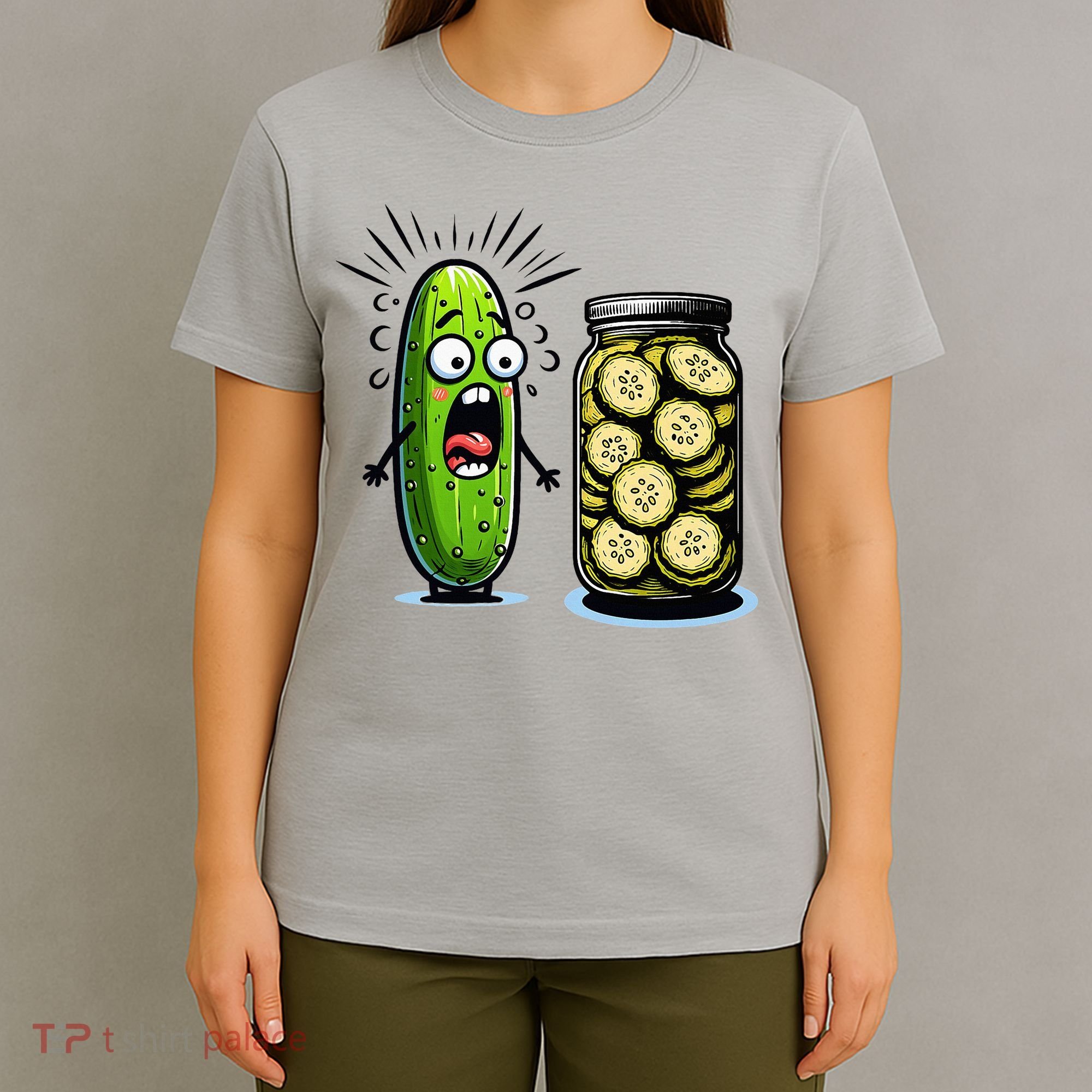Funny Pickle Surprise A Cucumber And A Jar Of Sliced Pickles T-Shirt