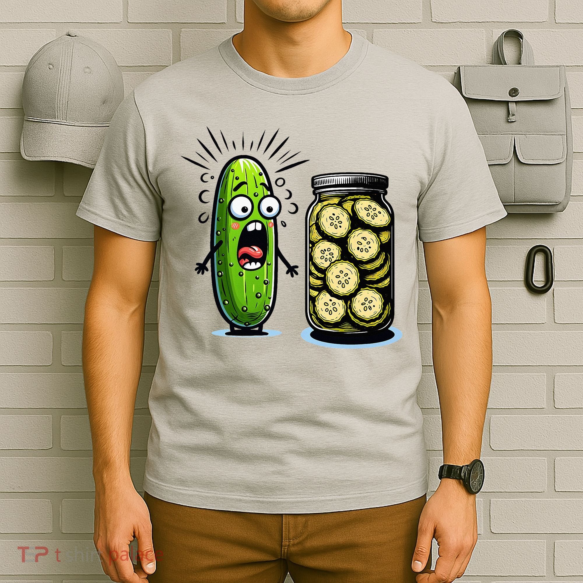 Funny Pickle Surprise A Cucumber And A Jar Of Sliced Pickles T-Shirt