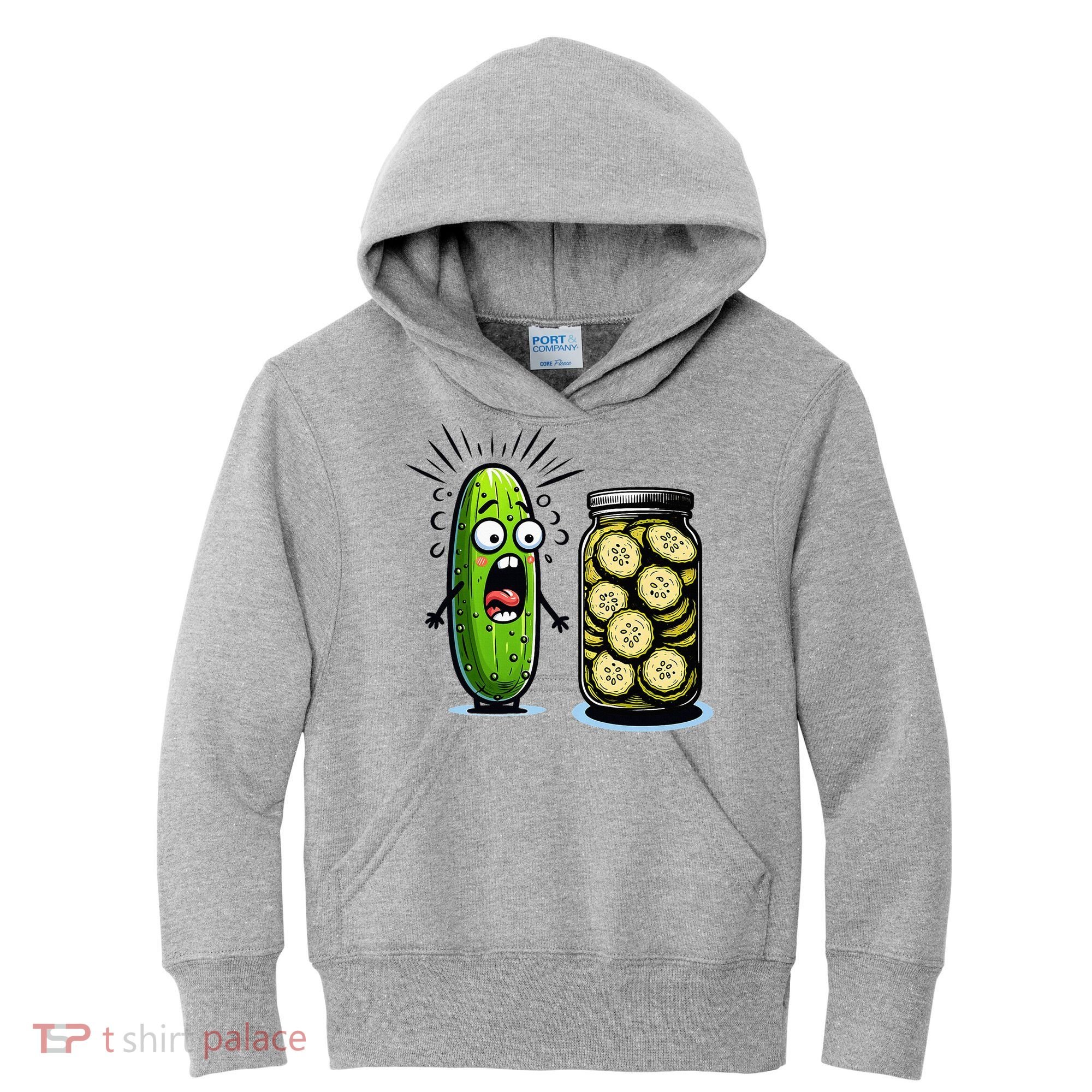 Funny Pickle Surprise A Cucumber And A Jar Of Sliced Pickles Kids Hoodie
