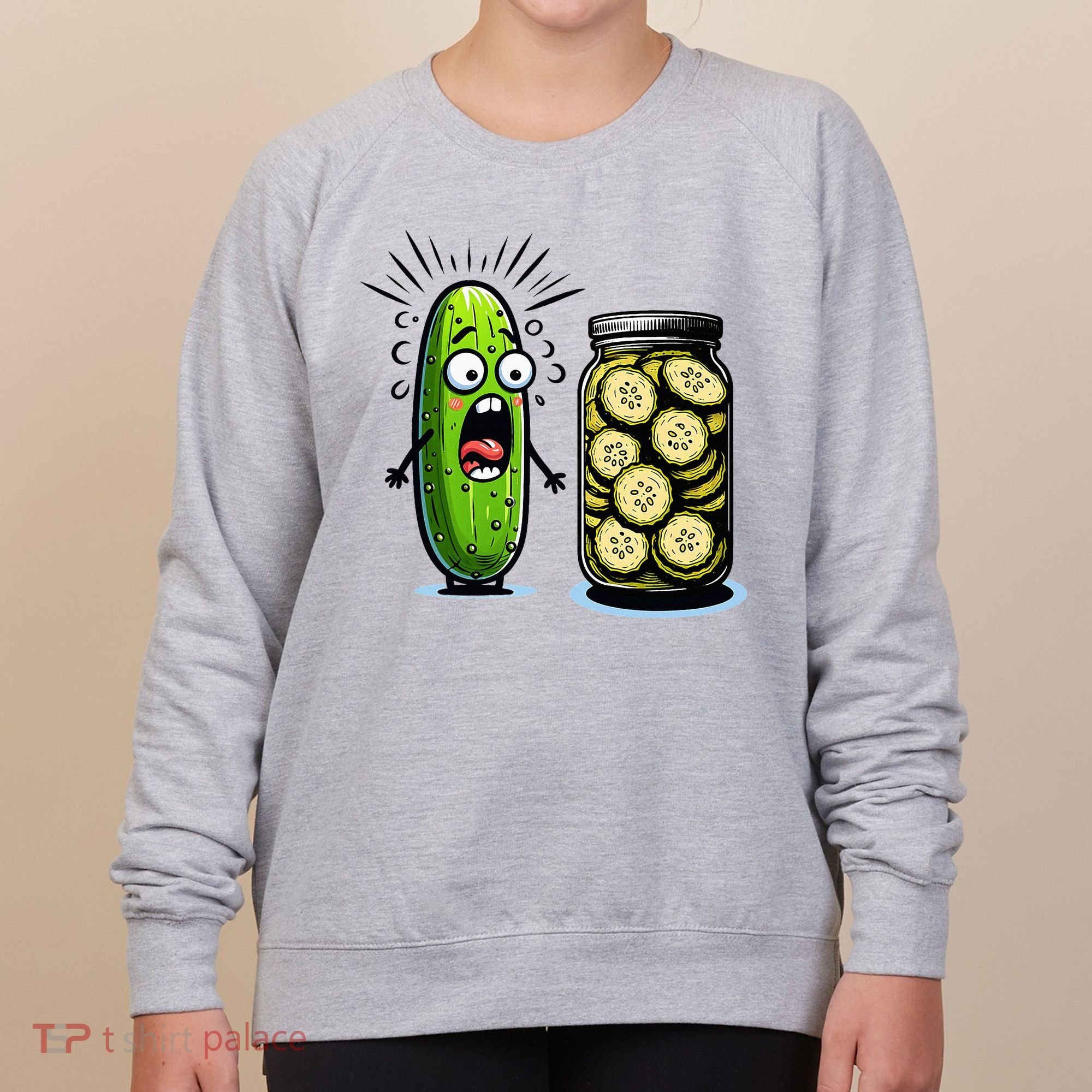 Funny Pickle Surprise A Cucumber And A Jar Of Sliced Pickles Women's Sweatshirt