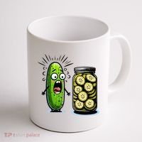 Funny Pickle Surprise A Cucumber And A Jar Of Sliced Pickles Coffee Mug thumb 1