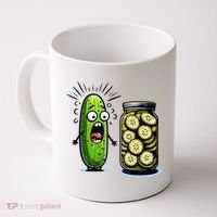 Funny Pickle Surprise A Cucumber And A Jar Of Sliced Pickles Coffee Mug thumb 0