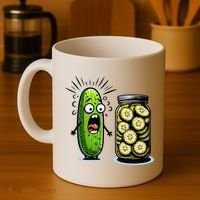 Funny Pickle Surprise A Cucumber And A Jar Of Sliced Pickles Coffee Mug thumb 4