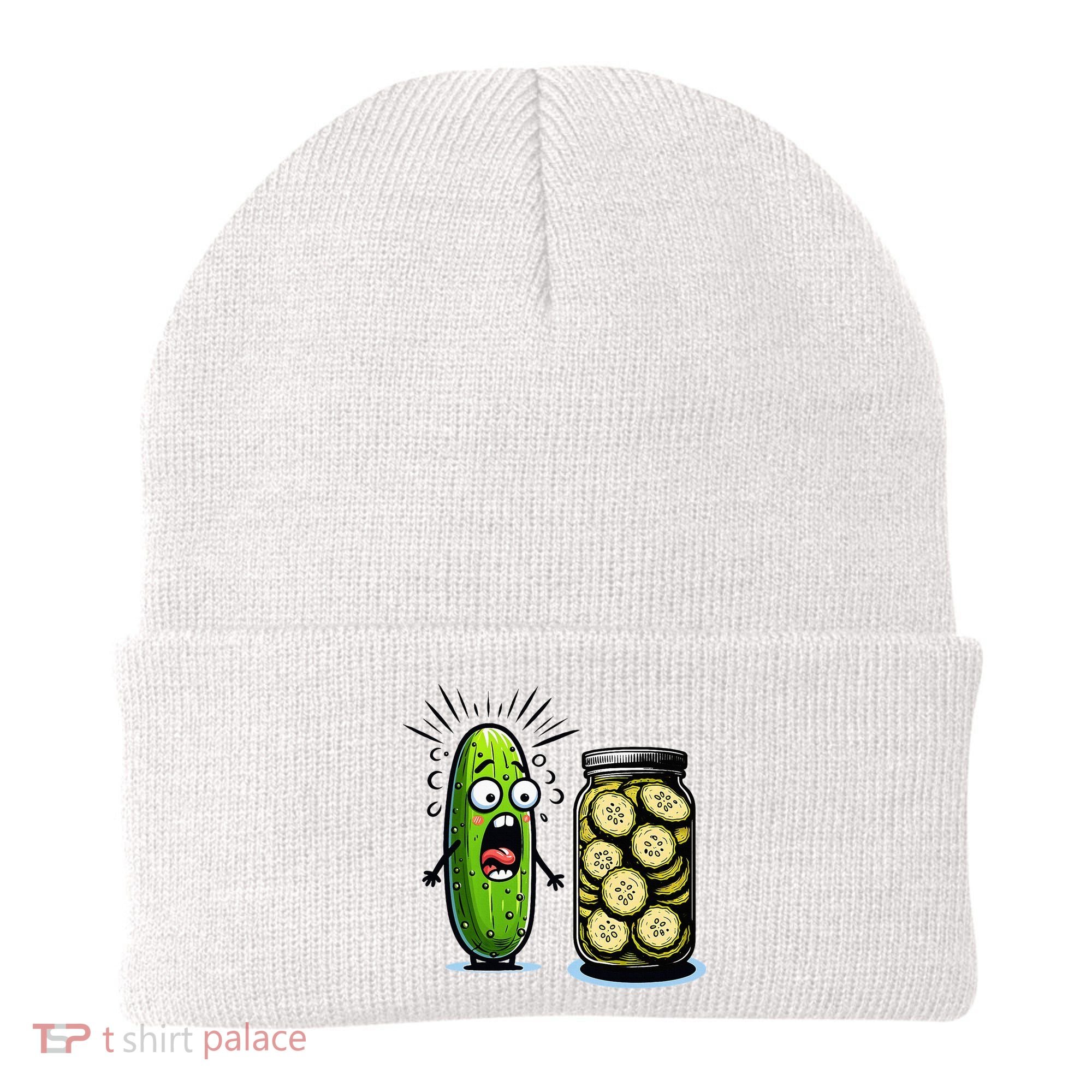 Funny Pickle Surprise A Cucumber And A Jar Of Sliced Pickles Beanie