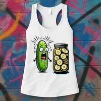 Funny Pickle Surprise A Cucumber And A Jar Of Sliced Pickles Women's Tank Top thumb 3