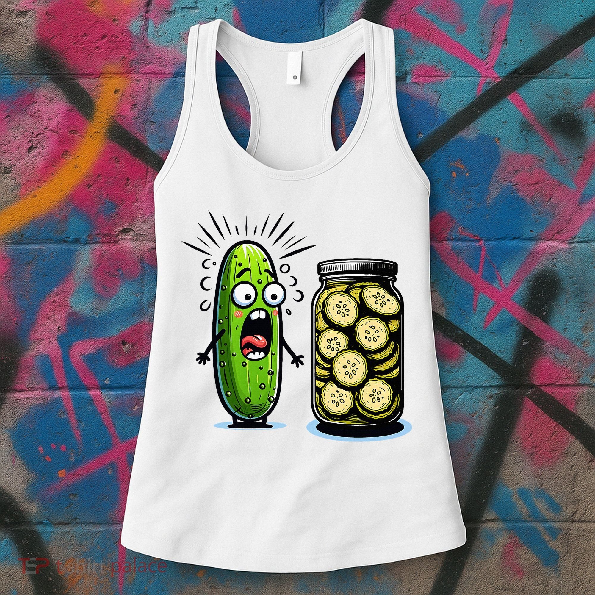 Funny Pickle Surprise A Cucumber And A Jar Of Sliced Pickles Women's Tank Top