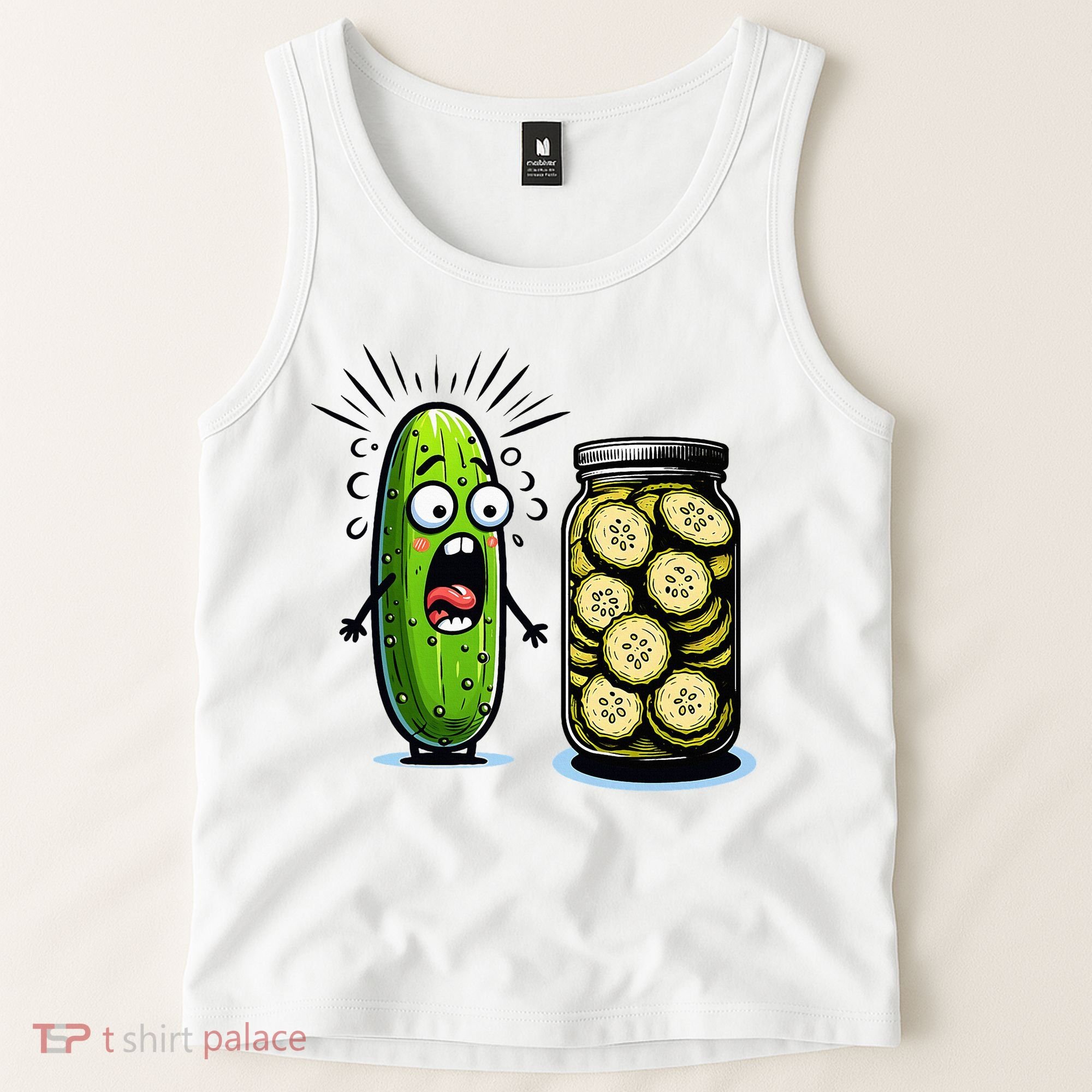 Funny Pickle Surprise A Cucumber And A Jar Of Sliced Pickles Tank Top