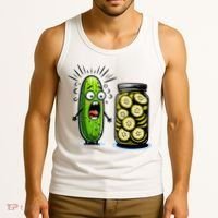 Funny Pickle Surprise A Cucumber And A Jar Of Sliced Pickles Tank Top thumb 3