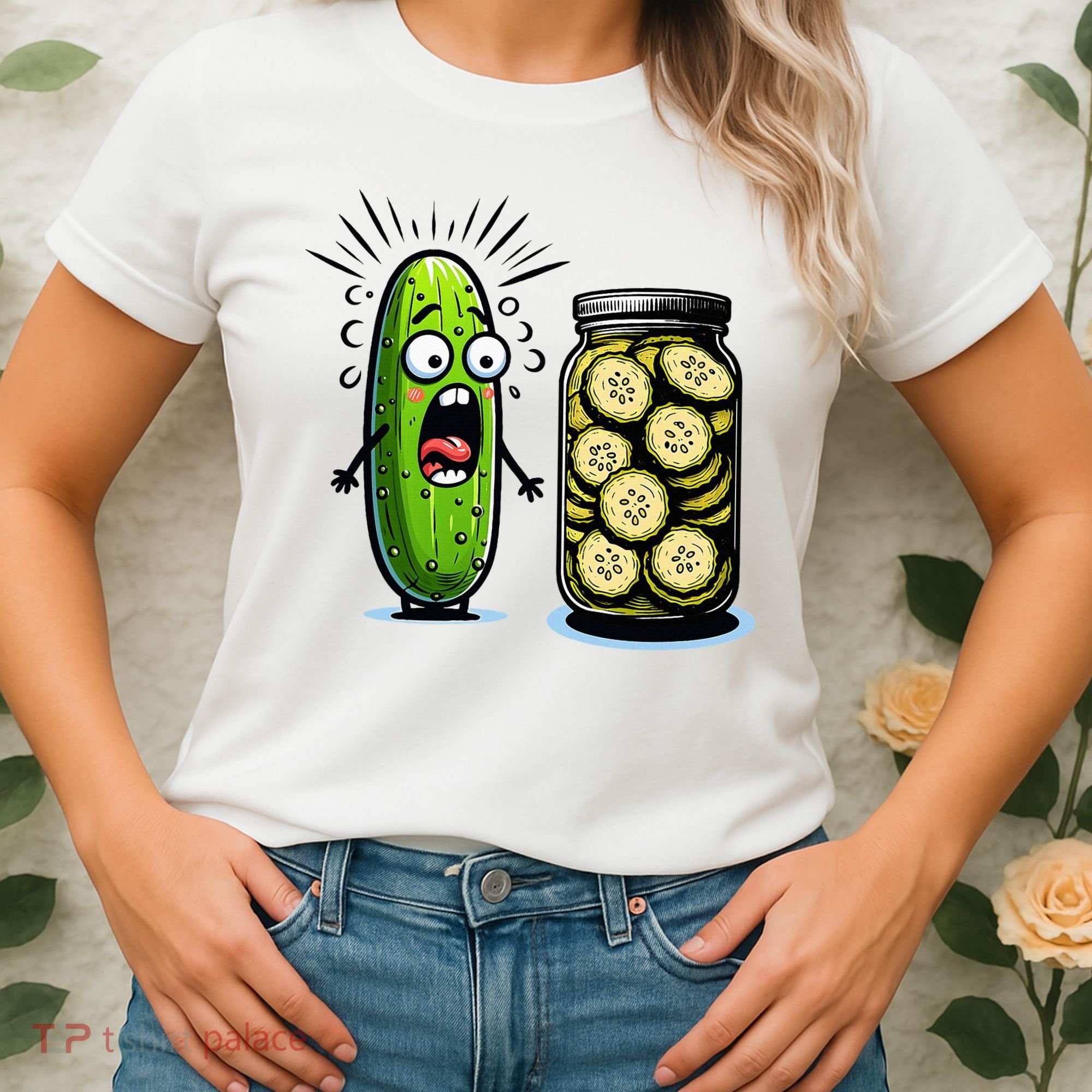 Funny Pickle Surprise A Cucumber And A Jar Of Sliced Pickles Women's T-Shirt