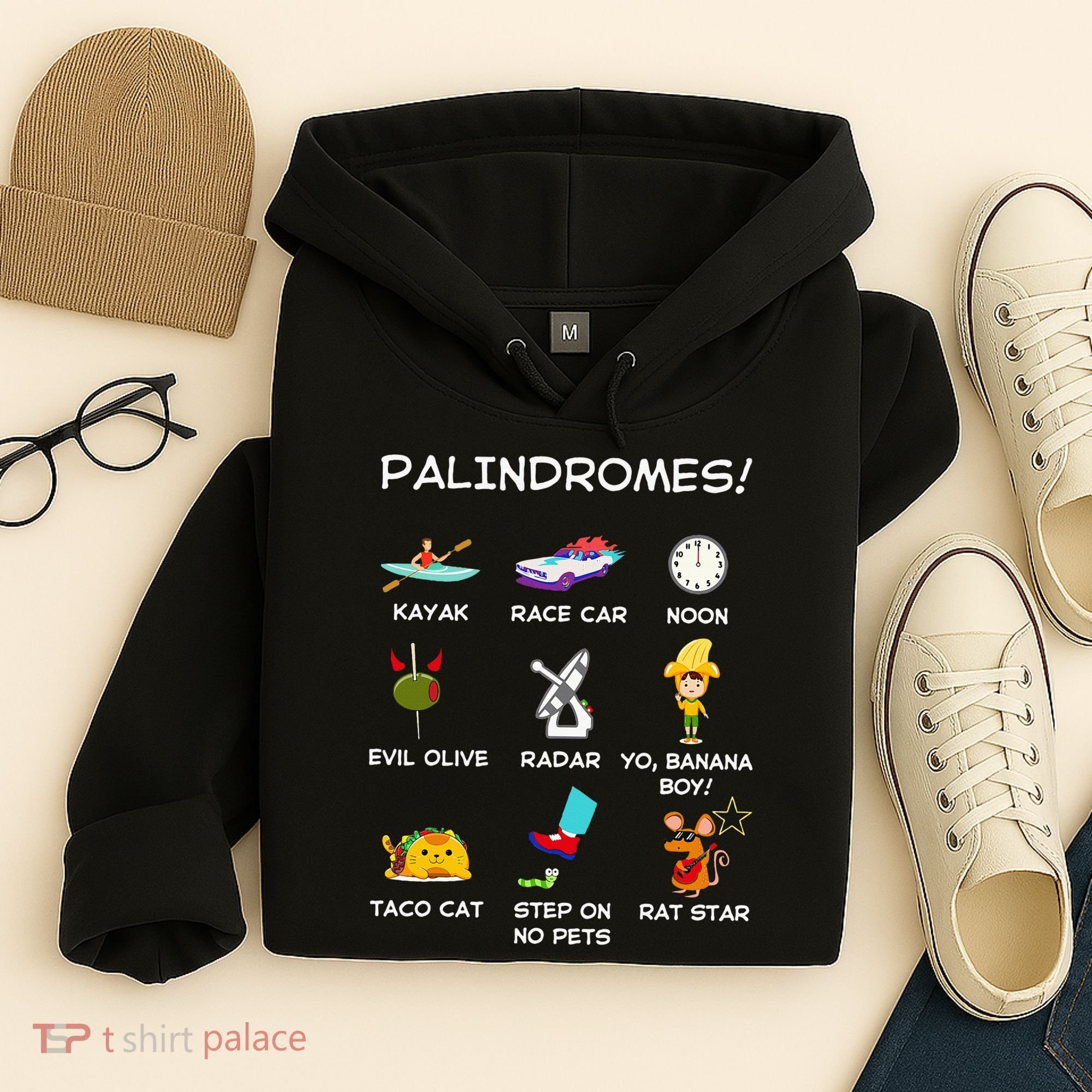 Funny Palindromes Set For Palindromists Word Play Games Pun Hoodie