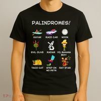 Funny Palindromes Set For Palindromists Word Play Games Pun T-Shirt thumb 3