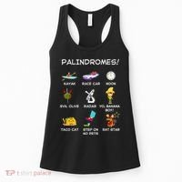 Funny Palindromes Set For Palindromists Word Play Games Pun Women's Tank Top thumb 0