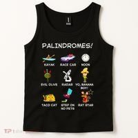 Funny Palindromes Set For Palindromists Word Play Games Pun Tank Top thumb 2