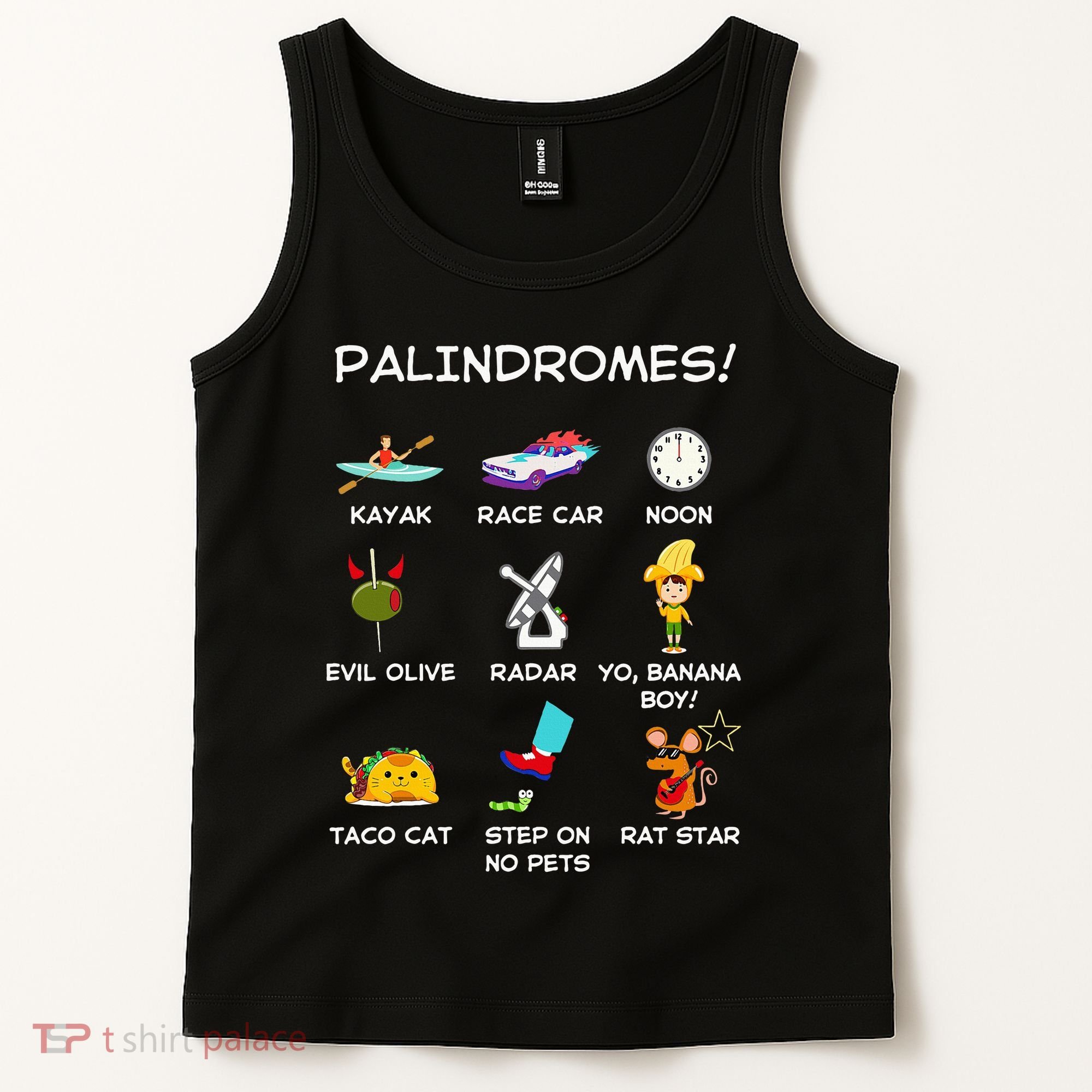 Funny Palindromes Set For Palindromists Word Play Games Pun Tank Top