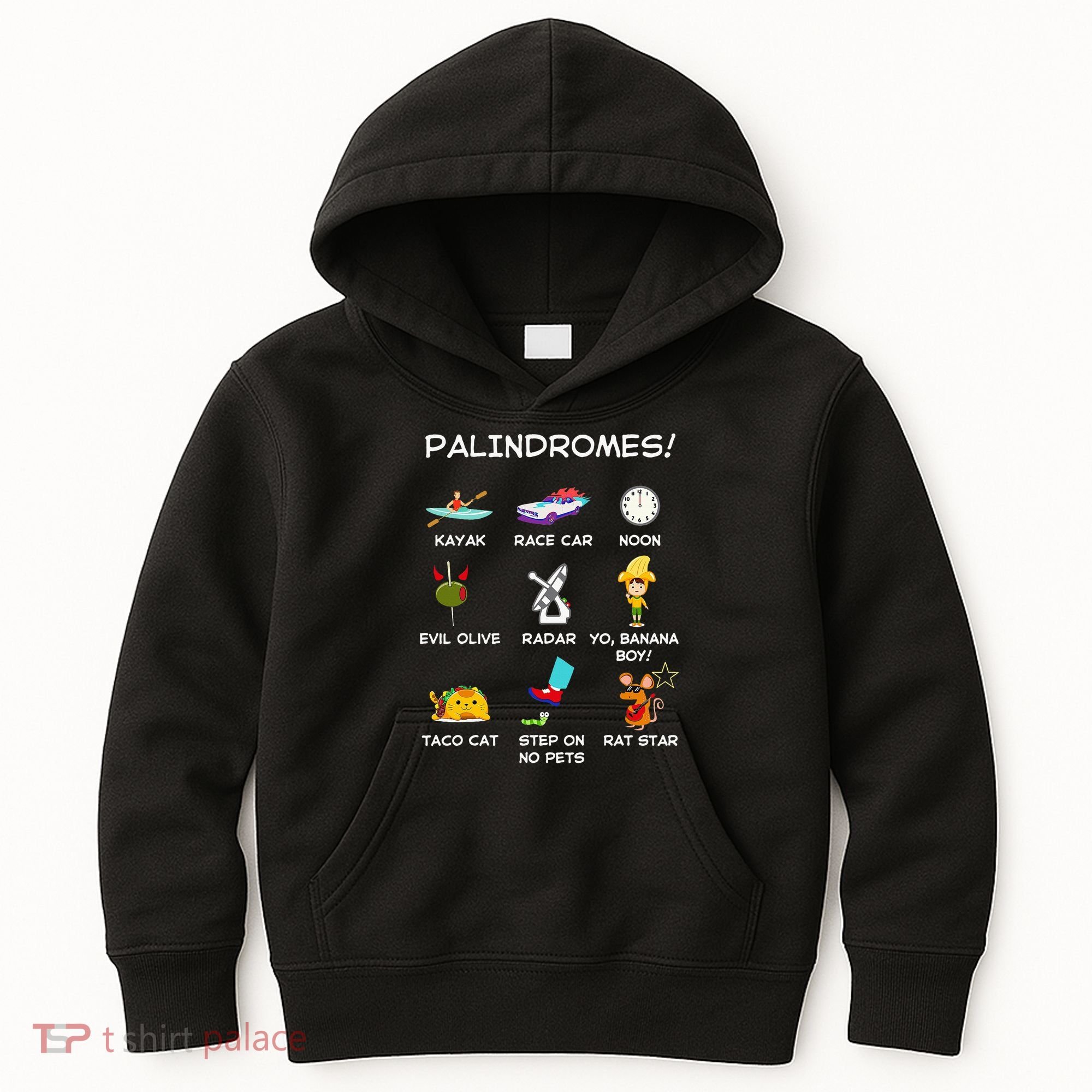 Funny Palindromes Set For Palindromists Word Play Games Pun Kids Hoodie