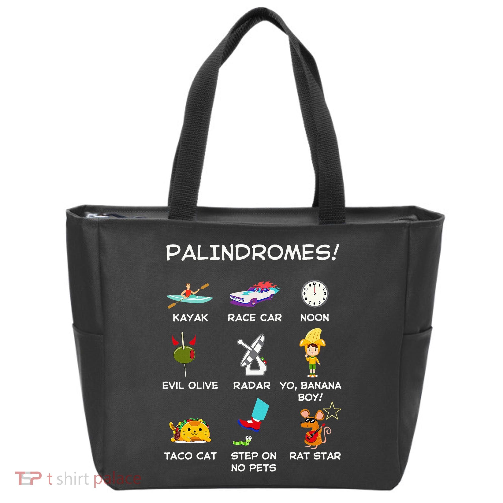 Funny Palindromes Set For Palindromists Word Play Games Pun Tote Bag