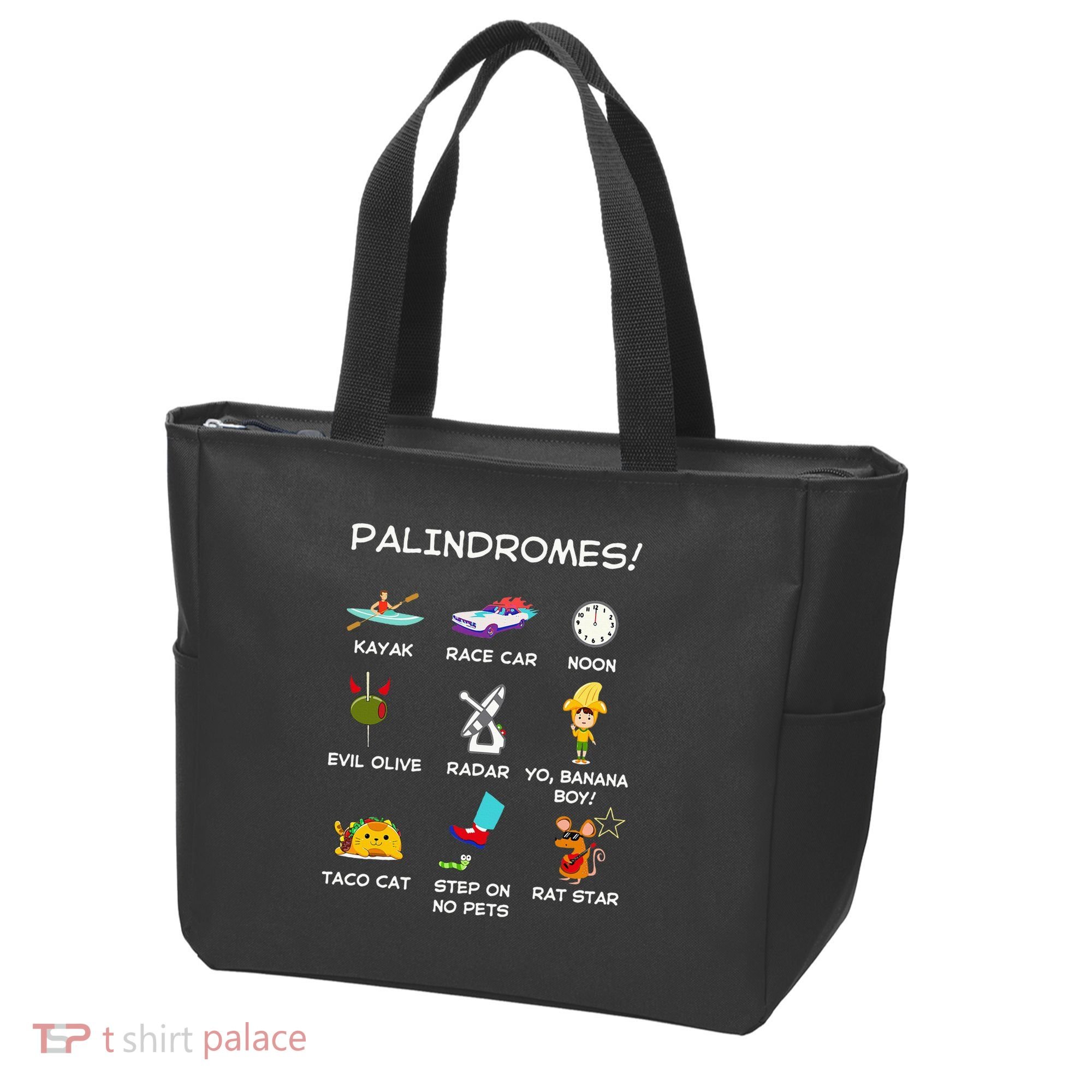 Funny Palindromes Set For Palindromists Word Play Games Pun Tote Bag