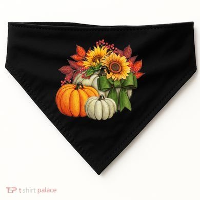 Fall Pumpkin Sunflower Cute USA-Made Doggie Bandana