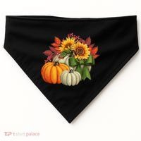 Fall Pumpkin Sunflower Cute USA-Made Doggie Bandana thumb 0