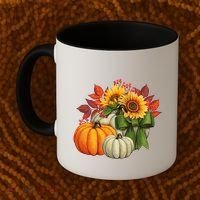 Fall Pumpkin Sunflower Cute Coffee Mug thumb 2