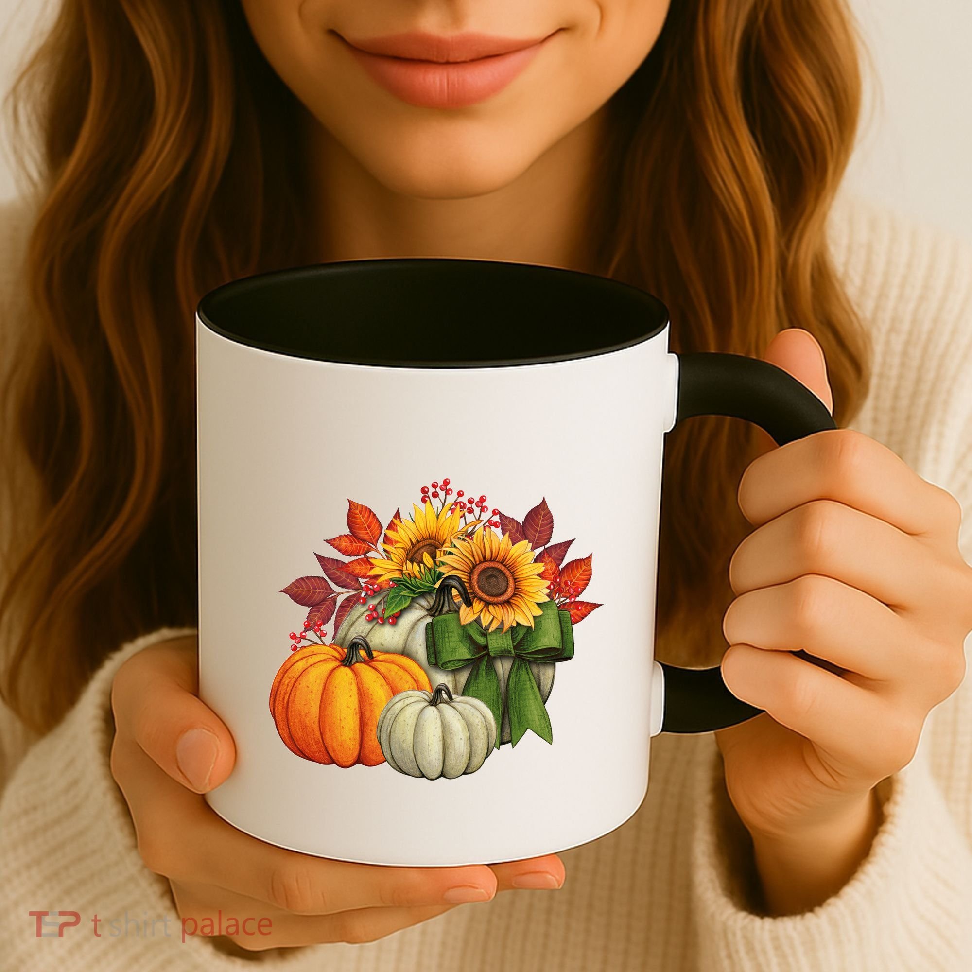 Fall Pumpkin Sunflower Cute Coffee Mug
