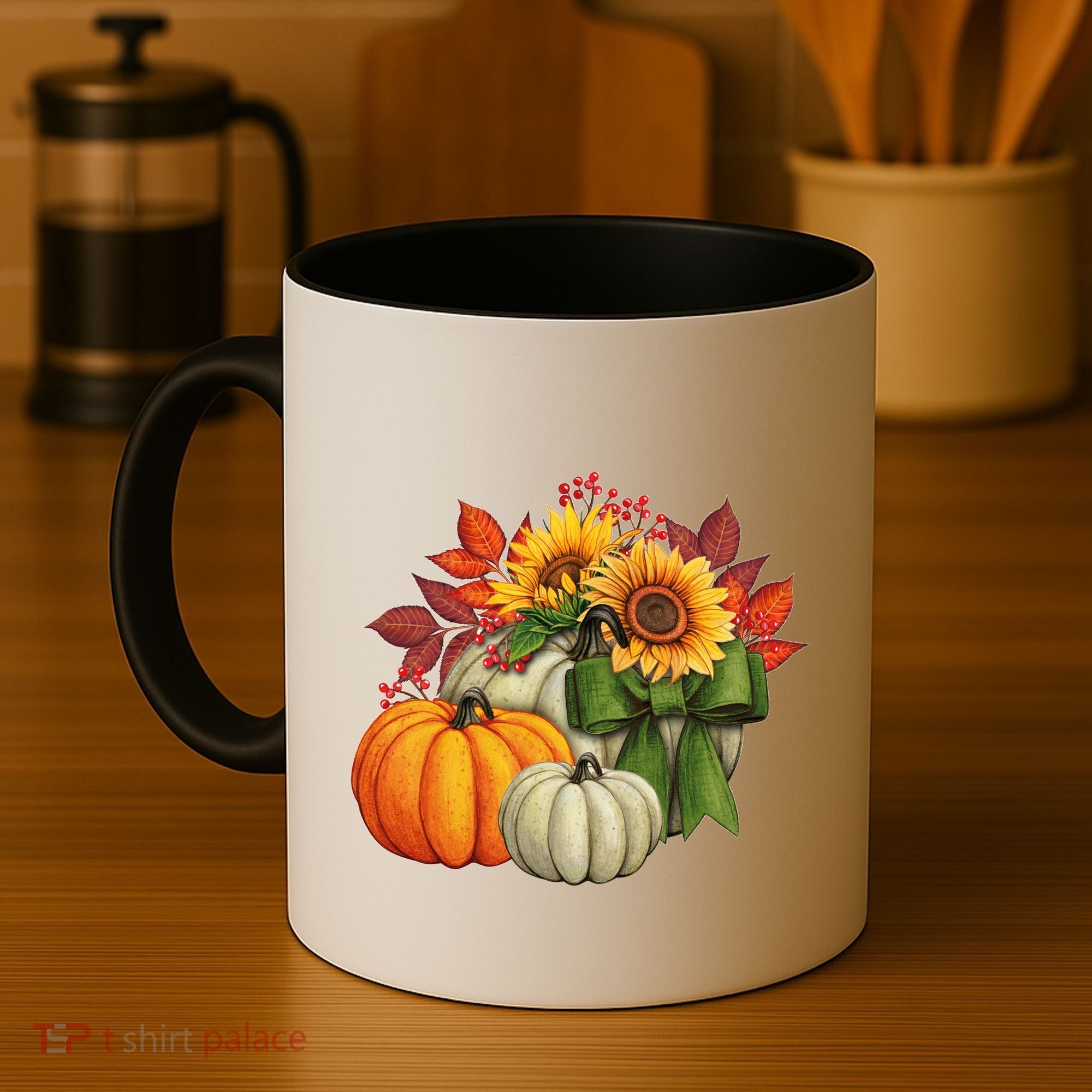 Fall Pumpkin Sunflower Cute Coffee Mug