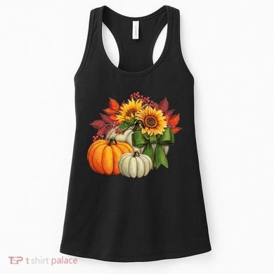 Fall Pumpkin Sunflower Cute Women's Tank Top