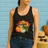 Fall Pumpkin Sunflower Cute Women's Tank Top thumb 2