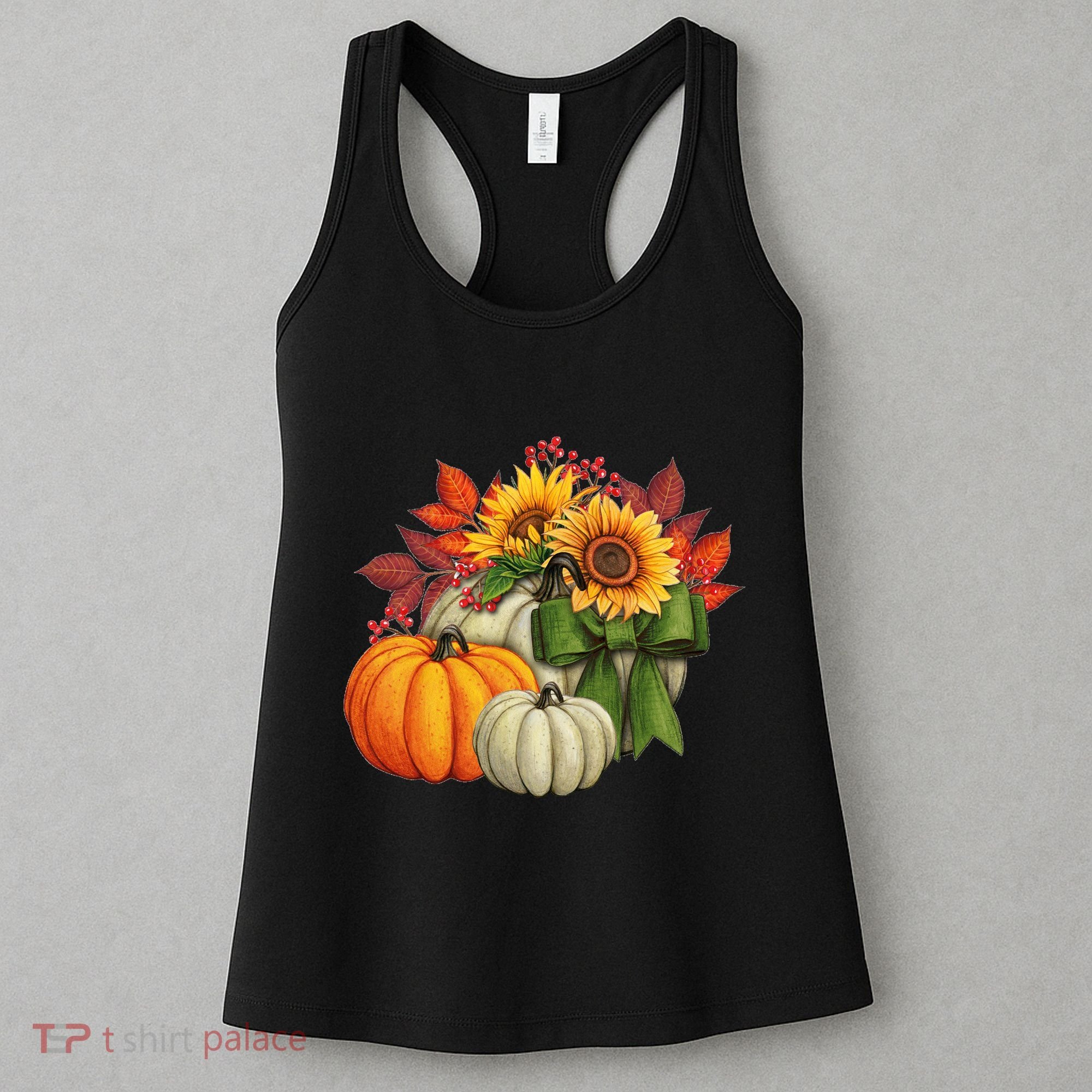 Fall Pumpkin Sunflower Cute Women's Tank Top
