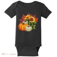 Fall Pumpkin Sunflower Cute Baby Bodysuit thumb 0