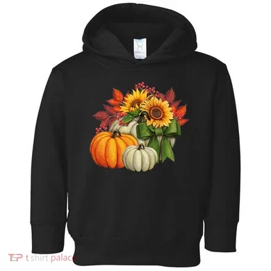 Fall Pumpkin Sunflower Cute Toddler Hoodie