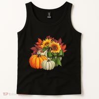 Fall Pumpkin Sunflower Cute Tank Top thumb 2