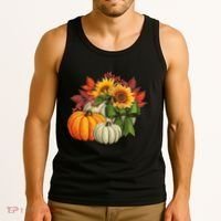 Fall Pumpkin Sunflower Cute Tank Top thumb 3
