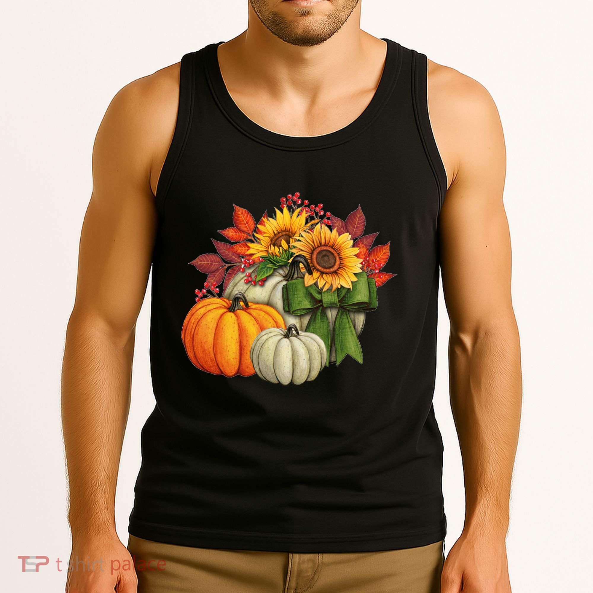 Fall Pumpkin Sunflower Cute Tank Top