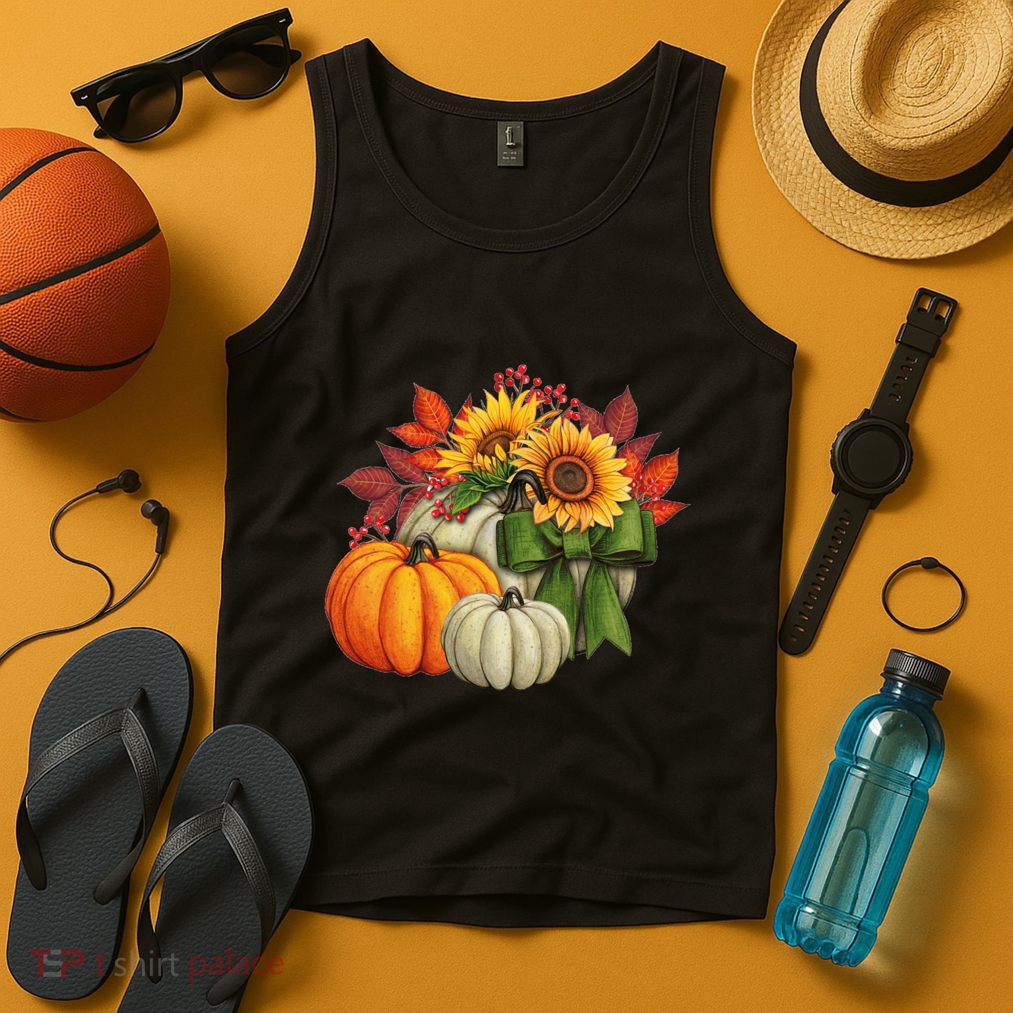 Fall Pumpkin Sunflower Cute Tank Top