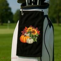 Fall Pumpkin Sunflower Cute Golf Towel thumb 2