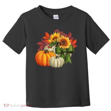 Fall Pumpkin Sunflower Cute Toddler T-Shirt