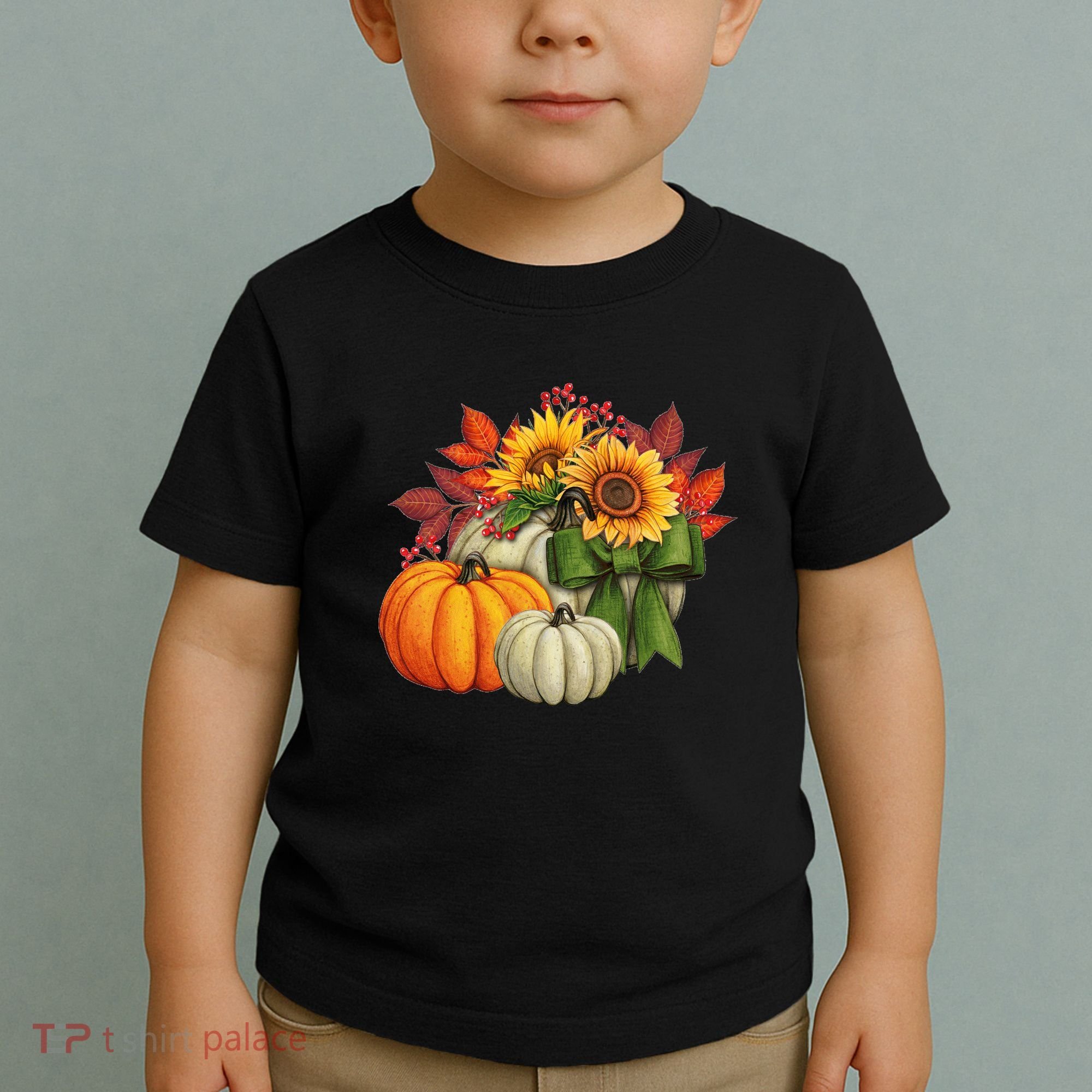 Fall Pumpkin Sunflower Cute Toddler T-Shirt