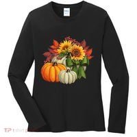 Fall Pumpkin Sunflower Cute Women's Long Sleeve Shirt thumb 0