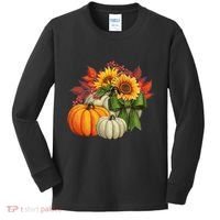 Fall Pumpkin Sunflower Cute Kids Long Sleeve Shirt thumb 0