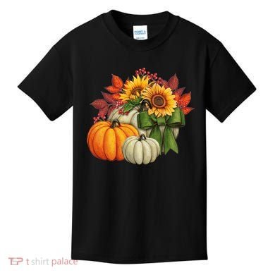 Fall Pumpkin Sunflower Cute Kids T-Shirt