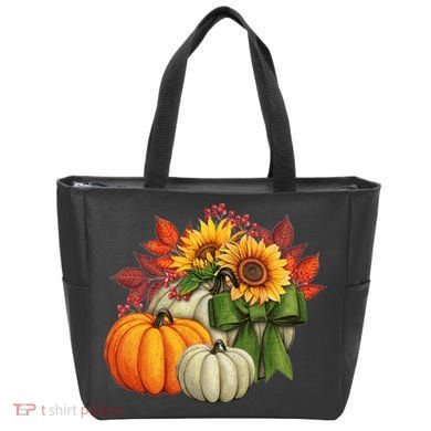 Fall Pumpkin Sunflower Cute Tote Bag