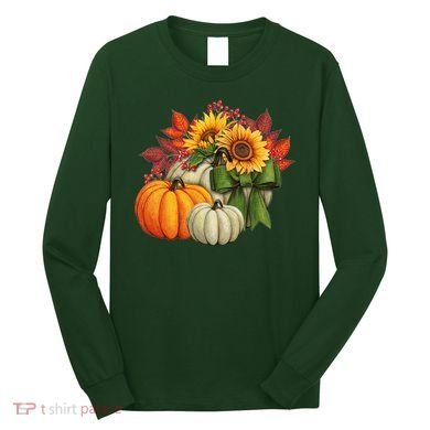 Fall Pumpkin Sunflower Cute Long Sleeve Shirt