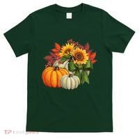 Fall Pumpkin Sunflower Cute T-Shirt thumb 0