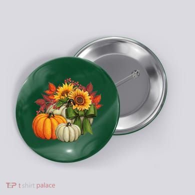 Fall Pumpkin Sunflower Cute Button